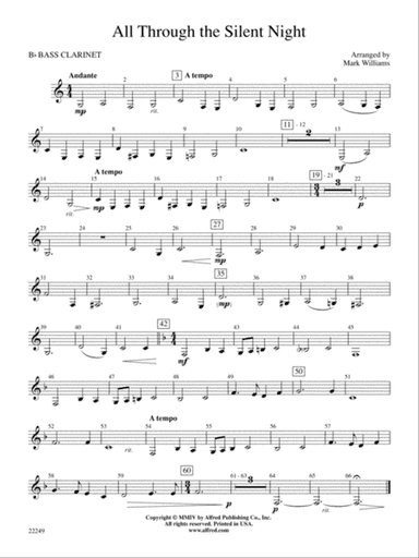 All Through the Silent Night: B-flat Bass Clarinet