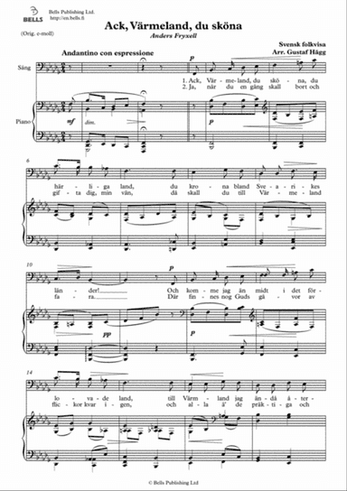 Ack, Varmeland, du skona (B-flat minor)