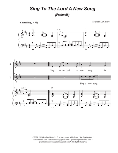 Sing To The Lord A New Song (Psalm 98) (Duet for Soprano and Tenor solo)