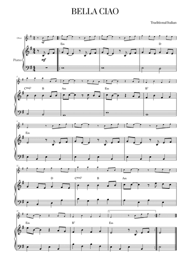 Bella Ciao for Oboe and Piano
