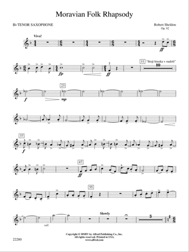 Moravian Folk Rhapsody: B-flat Tenor Saxophone
