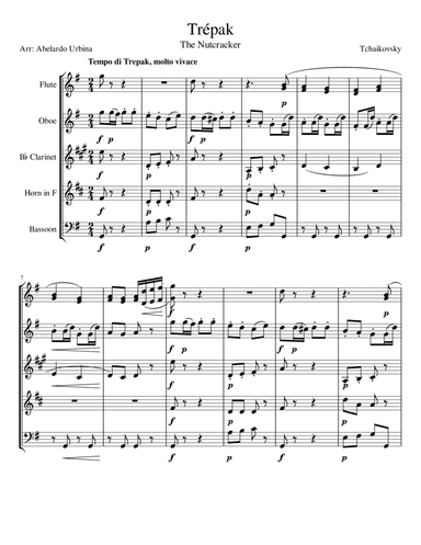 The Nutracker. N° 12-d Trépak - Wind Quintet (Optional Sextet)