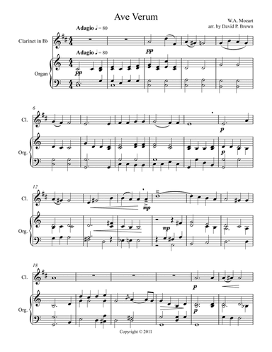 Ave Verum for Solo Clarinet and Organ