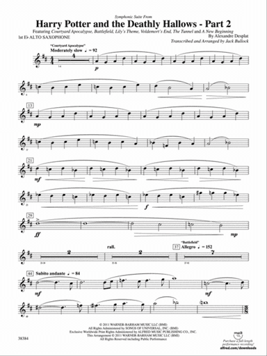 Harry Potter and the Deathly Hallows, Part 2, Symphonic Suite from: E-flat Alto Saxophone