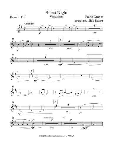 Silent Night - Variations (full orchestra) Horn in F 2 part