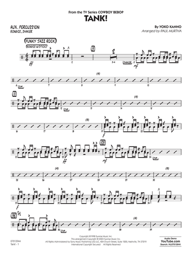 Tank! (from Cowboy Bebop) (arr. Paul Murtha) - Aux Percussion