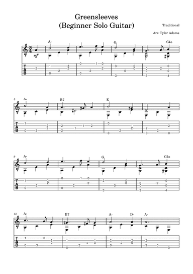 Greensleeves (Solo Guitar)