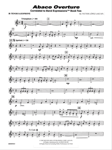 Abaco Overture: B-flat Tenor Saxophone