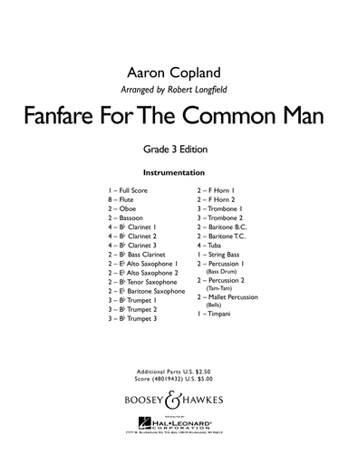 Fanfare For The Common Man (arr. Robert Longfield) - Conductor Score (Full Score)