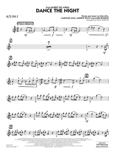 Dance The Night (from Barbie) (arr. Murtha) - Alto Sax 2