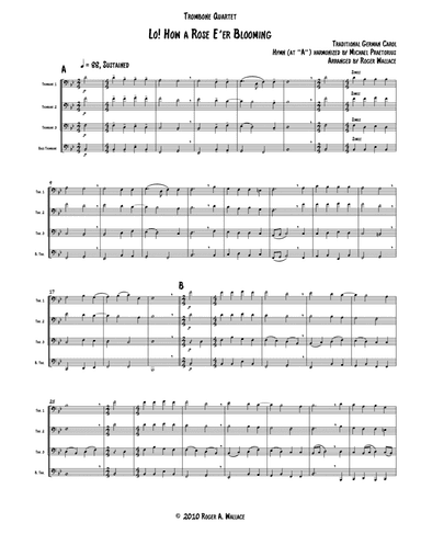 Lo! How a Rose E'er Blooming (Low Brass Quartet)