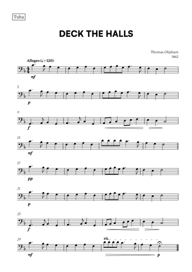 Deck the Halls (for Tuba)