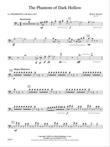 The Phantom of Dark Hollow: (wp) 1st B-flat Trombone B.C.