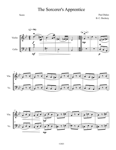 The Sorcerer's Apprentice (Violin and Cello Duet)