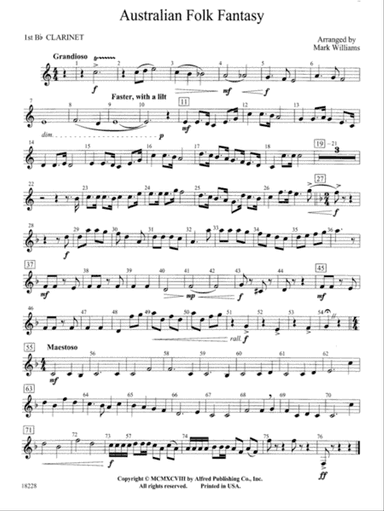 Australian Folk Fantasy: 1st B-flat Clarinet