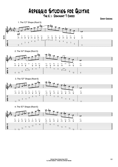 Arpeggio Studies for Guitar - The Eb Dominant 7 Chord