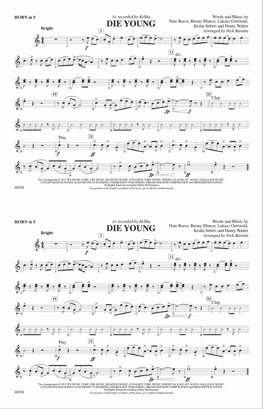 Die Young: 1st F Horn