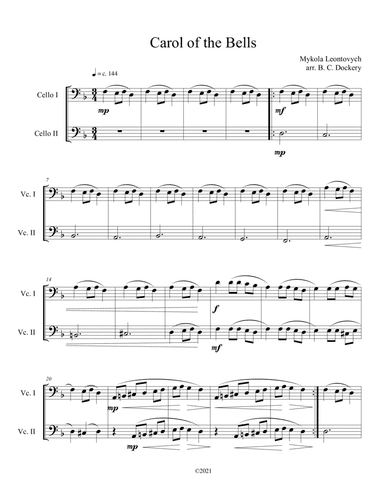 Carol of the Bells (Cello Duet)