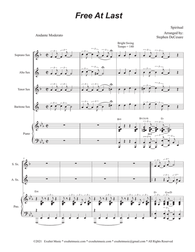 Free At Last (Saxophone Quartet and Piano)
