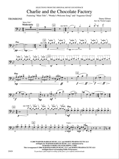 Charlie and the Chocolate Factory, Selections from: 1st Trombone