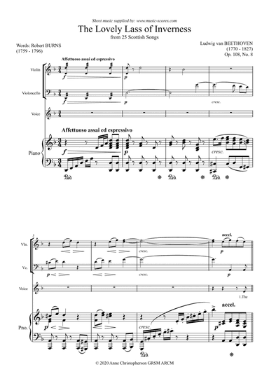 The Lovely Lass of Inverness, Op. 108 - Voice, Violin, Cello and Piano