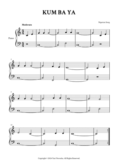 Kum Ba Ya - Easy Piano in C