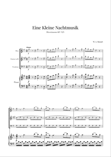 Eine Kleine Nachtmusik for Oboe, Clarinet, Trombone and Piano