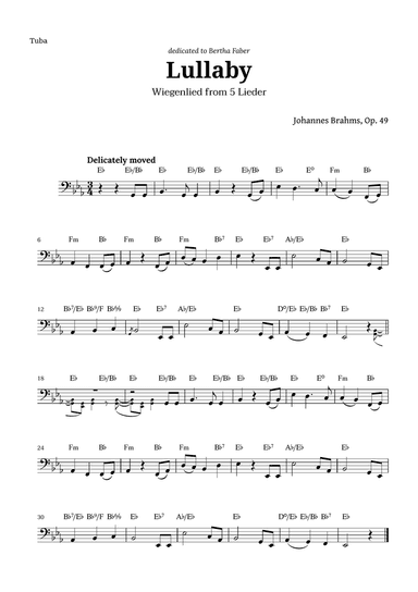 Wiegenlied (lullaby) by Brahms for Tuba and Chords
