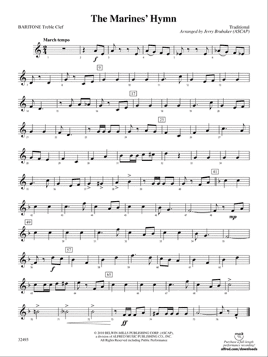 The Marines' Hymn: (wp) Baritone T.C.