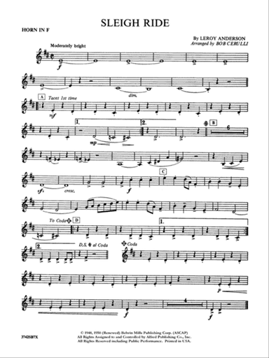 Sleigh Ride: 1st F Horn