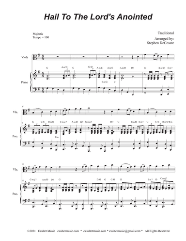 Hail To The Lord's Anointed (Viola solo) - Piano accompaniment)