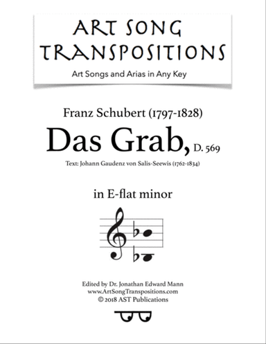 SCHUBERT: Das Grab, D. 569 (transposed to E-flat minor)