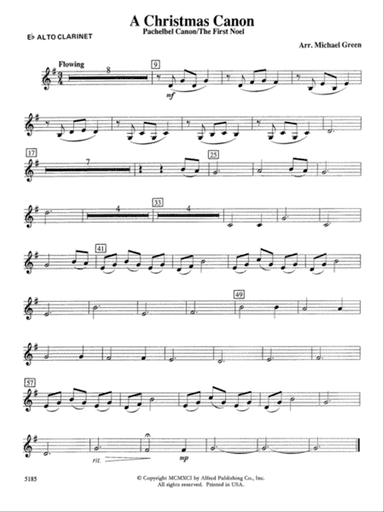 A Christmas Canon (Pachelbel Canon / The First Noel): E-flat Alto Clarinet