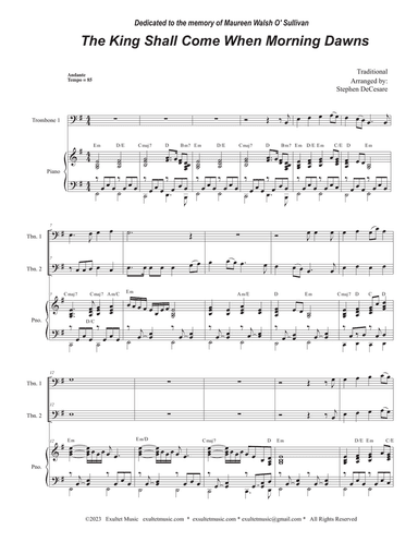 The King Shall Come When Morning Dawns (Trombone Duet)