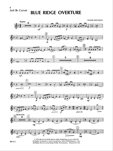 Blue Ridge Overture: 2nd B-flat Cornet