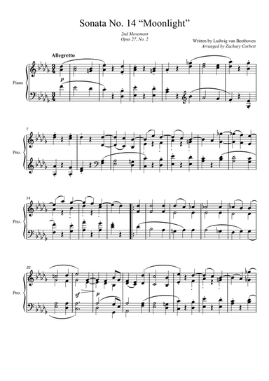 Sonata No. 14 Moonlight 2nd Movement