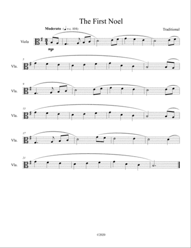 The First Noel for solo viola