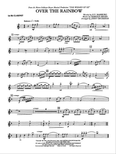 Over the Rainbow: 1st B-flat Clarinet