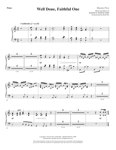 Well Done, Faithful One - Piano
