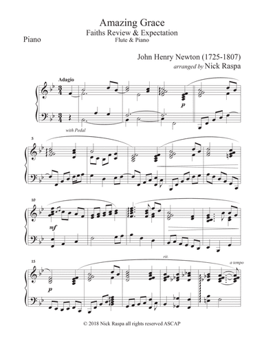 Amazing Grace (Flute & Piano) Piano part