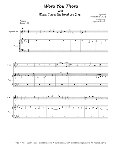 Were You There (with "When I Survey The Wondrous Cross") (Soprano Saxophone and Piano)