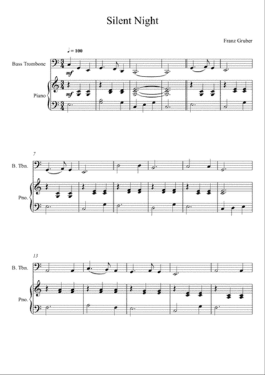 Franz Gruber - Silent Night C Key (Bass Trombone Solo)