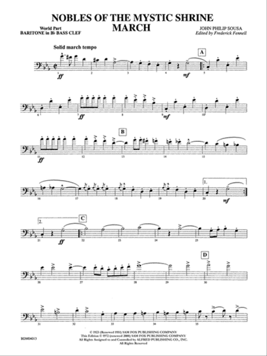 Nobles of the Mystic Shrine (March): (wp) B-flat Baritone B.C.