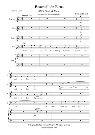 Buachaill ón Éirne (SATB & Piano)