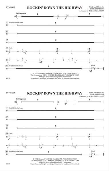 Rockin' Down the Highway: Cymbals