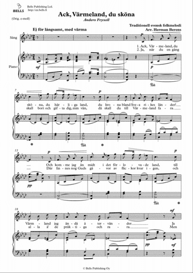 Ack, Varmeland, du skona (F minor)