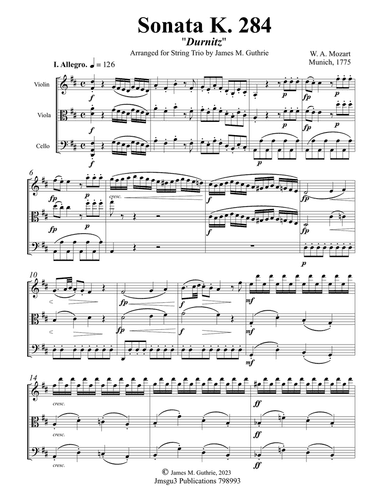 Mozart: The 5 Named Sonatas Complete for String Trio