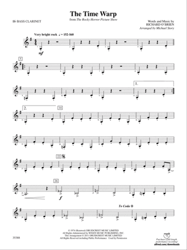 The Time Warp (from The Rocky Horror Picture Show): B-flat Bass Clarinet