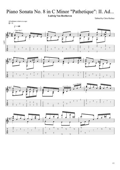 Piano Sonata No. 8 in C Minor "Pathetique": II. Adagio cantabile by Ludwig Van Beethoven (Solo Finge