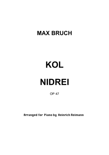 Kol Nidrei arranged for solo Piano